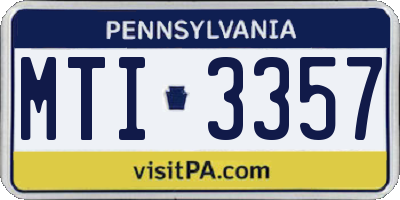 PA license plate MTI3357