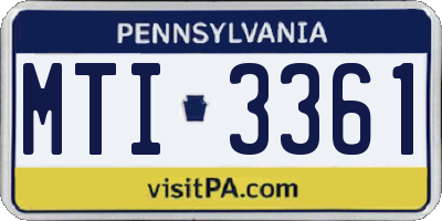 PA license plate MTI3361