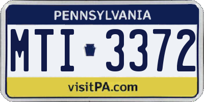 PA license plate MTI3372