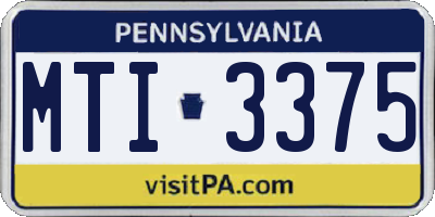 PA license plate MTI3375