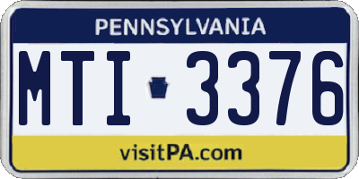 PA license plate MTI3376