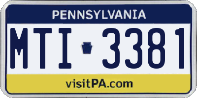 PA license plate MTI3381