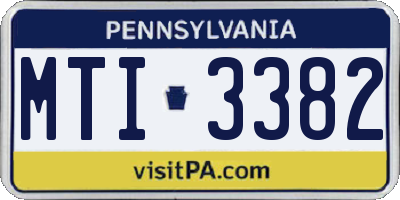 PA license plate MTI3382