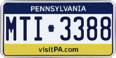 PA license plate MTI3388
