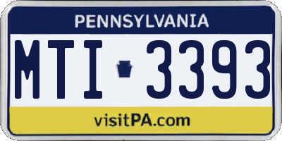 PA license plate MTI3393