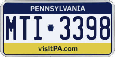 PA license plate MTI3398
