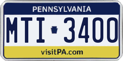 PA license plate MTI3400