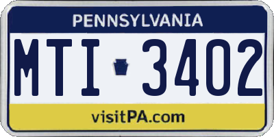 PA license plate MTI3402