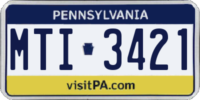 PA license plate MTI3421