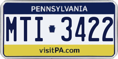 PA license plate MTI3422