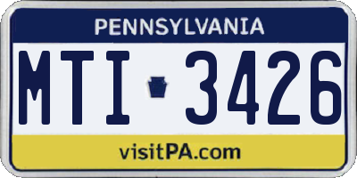 PA license plate MTI3426