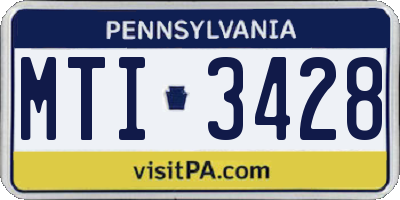 PA license plate MTI3428