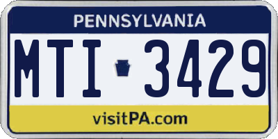PA license plate MTI3429