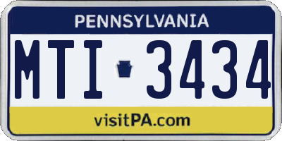 PA license plate MTI3434