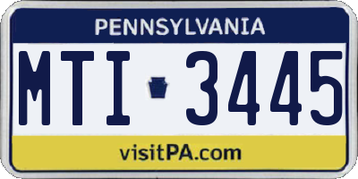 PA license plate MTI3445