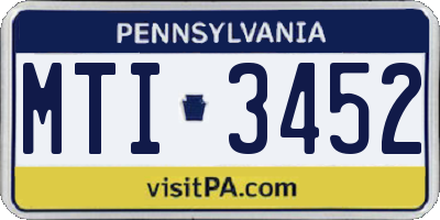 PA license plate MTI3452