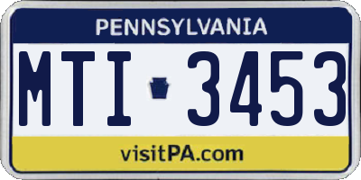 PA license plate MTI3453