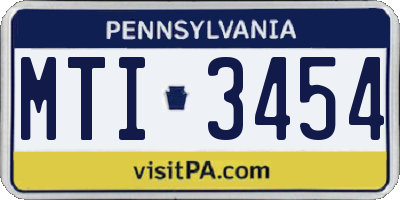 PA license plate MTI3454
