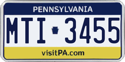 PA license plate MTI3455