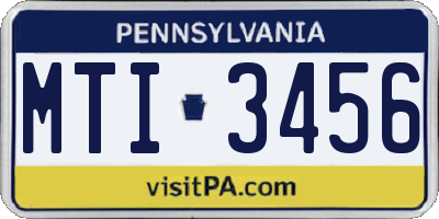 PA license plate MTI3456
