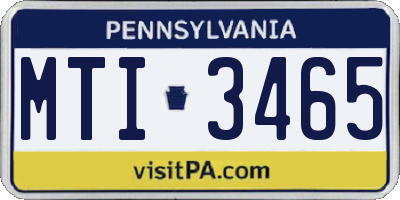 PA license plate MTI3465