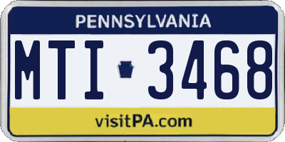 PA license plate MTI3468