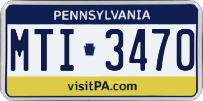 PA license plate MTI3470