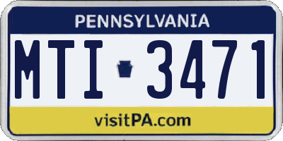 PA license plate MTI3471