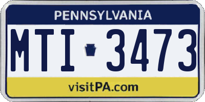 PA license plate MTI3473