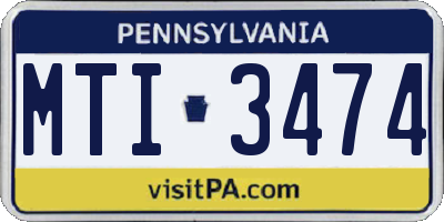 PA license plate MTI3474