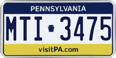 PA license plate MTI3475