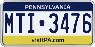 PA license plate MTI3476
