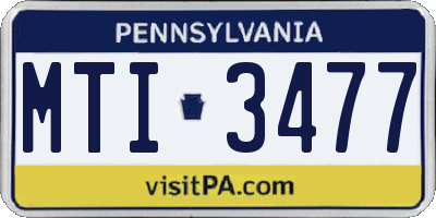 PA license plate MTI3477