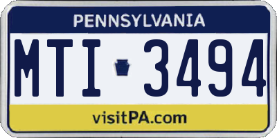 PA license plate MTI3494