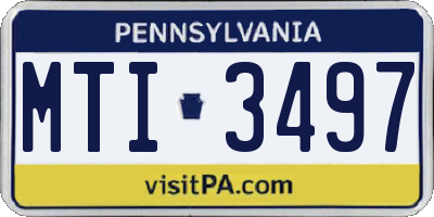 PA license plate MTI3497