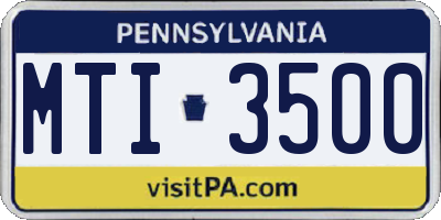 PA license plate MTI3500