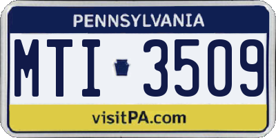 PA license plate MTI3509