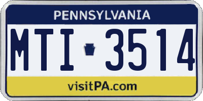 PA license plate MTI3514