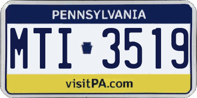 PA license plate MTI3519