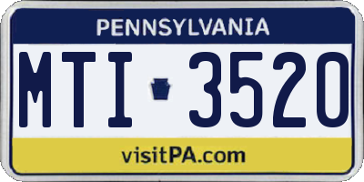 PA license plate MTI3520