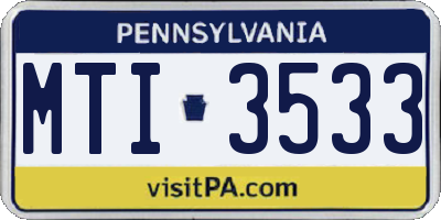 PA license plate MTI3533