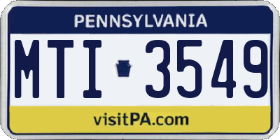 PA license plate MTI3549