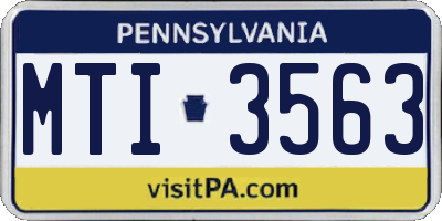 PA license plate MTI3563