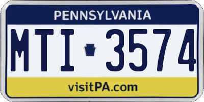 PA license plate MTI3574