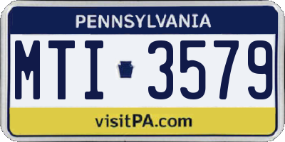 PA license plate MTI3579