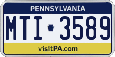 PA license plate MTI3589