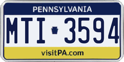 PA license plate MTI3594