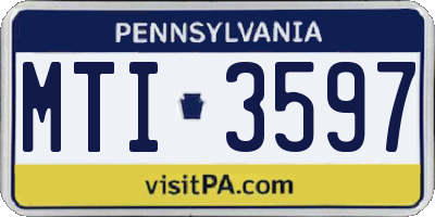 PA license plate MTI3597