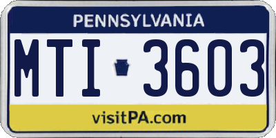 PA license plate MTI3603