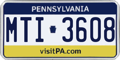 PA license plate MTI3608